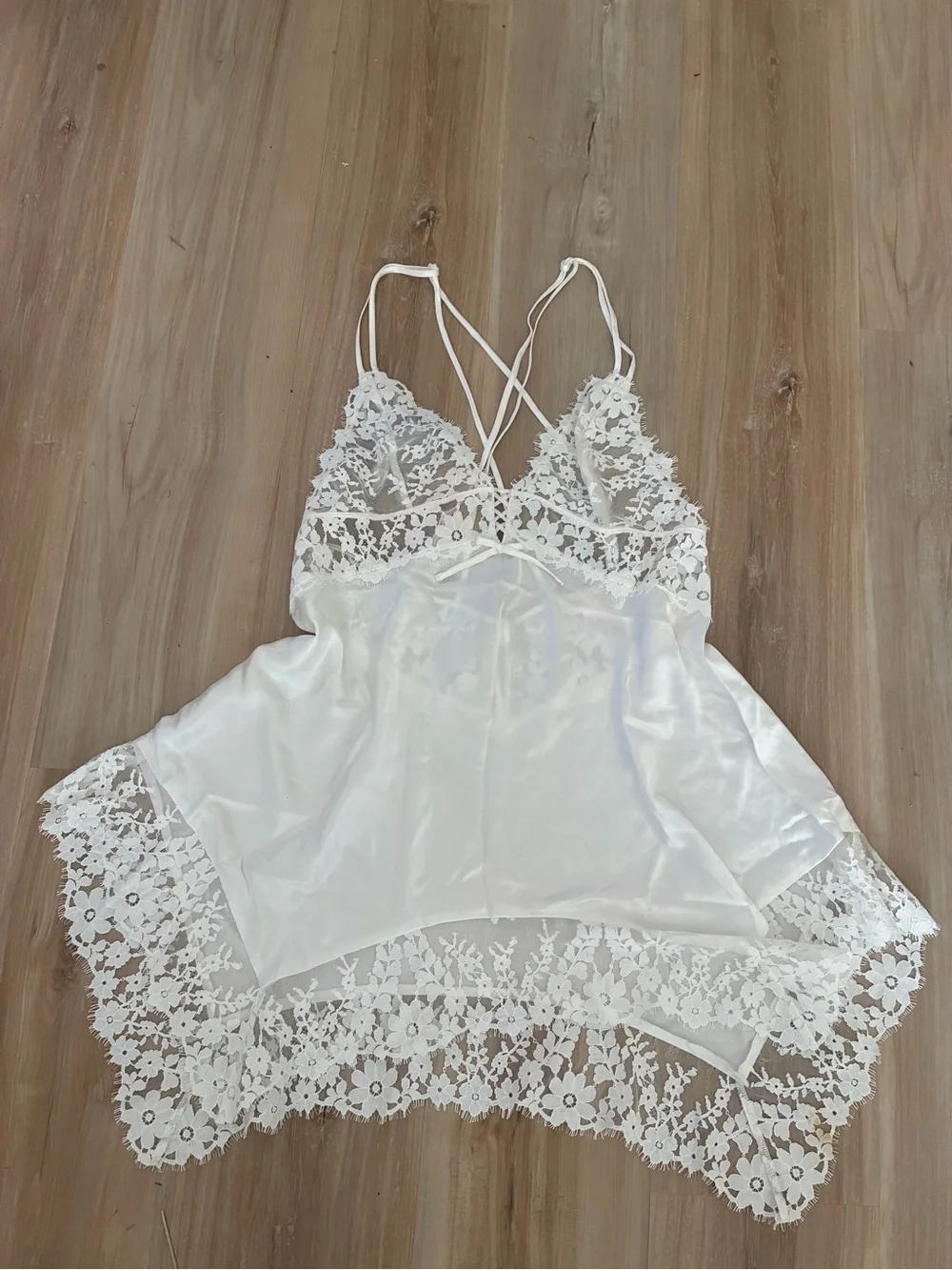 Victoria's Secret White Satin & Lace Chemise